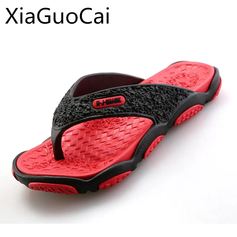 

XiaGuoCai Summer Brand Adults Slippers for Men Breathable Waterproof Men Flip Flops Outdoors Rubber Male Slides X1412 35