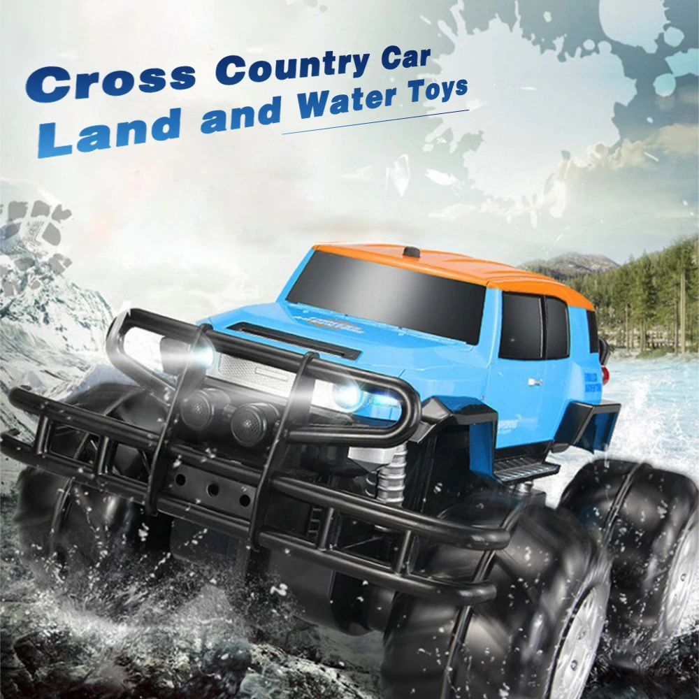 

1601 RC Car 1:10 2.4Ghz 4WD Big Wheel Off-road Amphibious Vehicle Cross Country Cars Land Water Kids Toys RC Toys Beginners