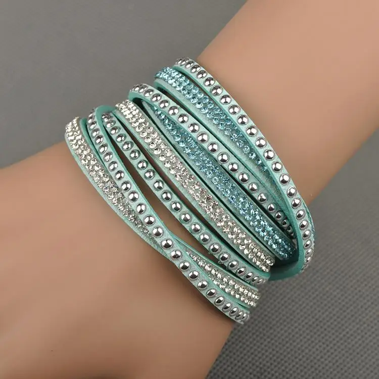 AENINE браслет, ювелирные изделия,,, модный браслет, многослойные браслеты, 6 цветов на выбор для женщин, подарок WRBR-003 - Окраска металла: Turquoise