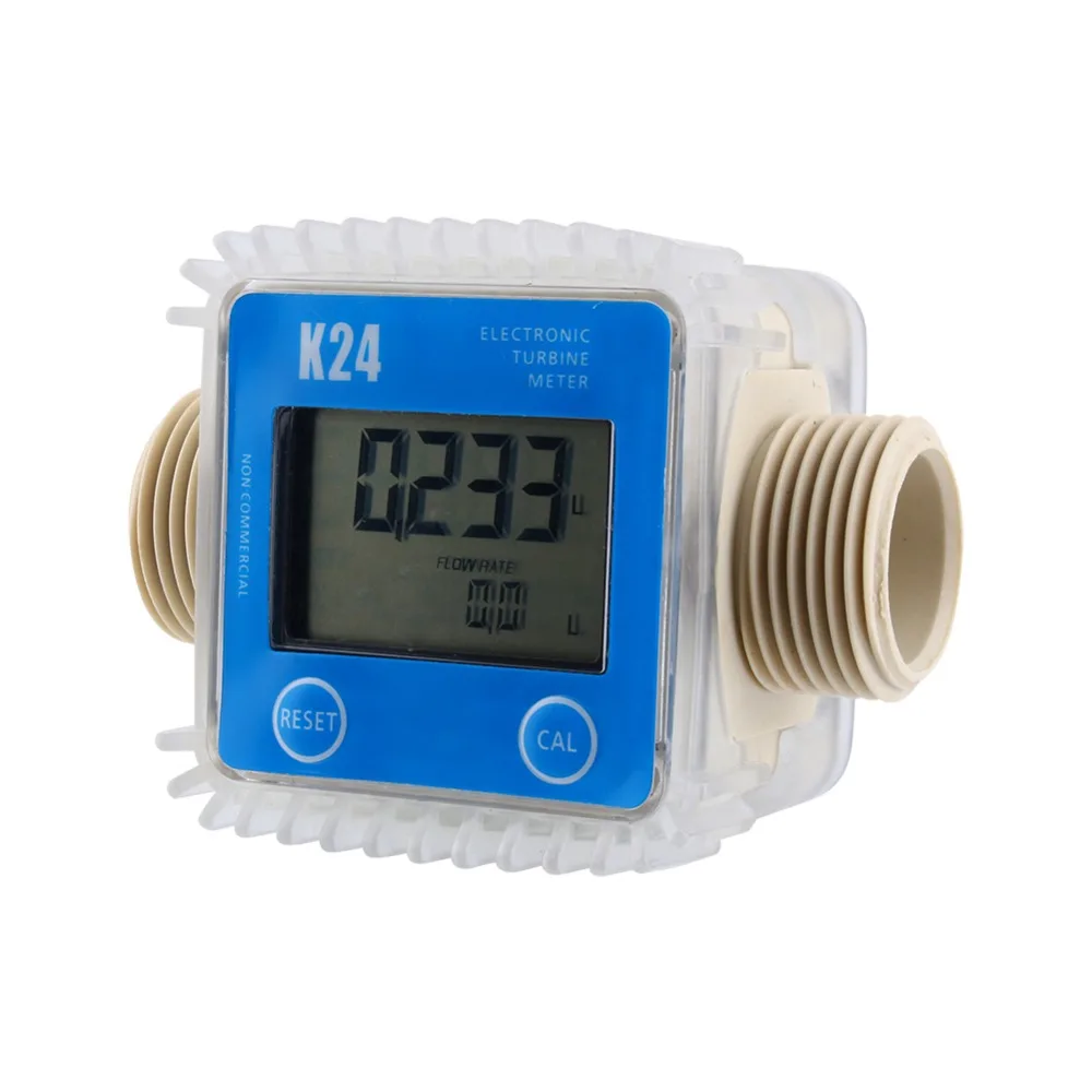 

K24 LCD Turbine Digital Diesel Fuel Flow Meter for Chemicals Water Sea Adjustable Liquid Flow Meter Red Blue Optional