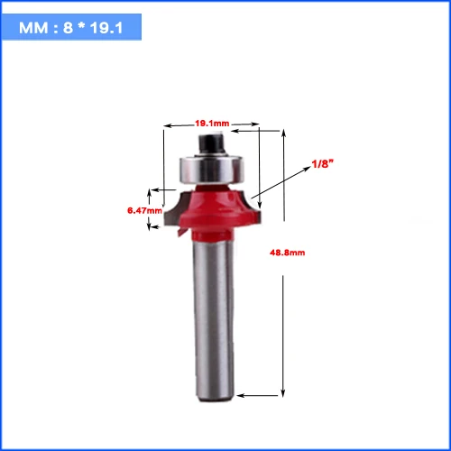 8 мм хвостовик Круглый-над фрезы для деревообработки инструмент 2 Флейта концевая фреза с подшипником Фрезерный резак угловой круглый над бит - Длина режущей кромки: 8mm X 19.1mm