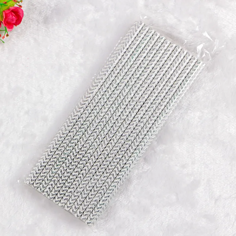 25pcs/pack Paper Disposable Straws Birthday Wedding Party Decor 19CM Gold Silver Polka Dot Striped Straws Event Party Supplies - Цвет: Style 2