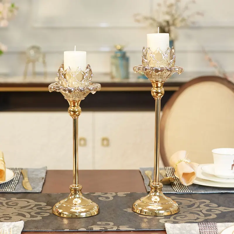 

Golden Candlestick Romantic Candlelight Dinner Props Candle Holder Table Decoration Simple Modern European New Style