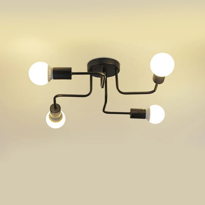 Черные железные потолочные светильники 4/6/8 головок ветвления люстра ...