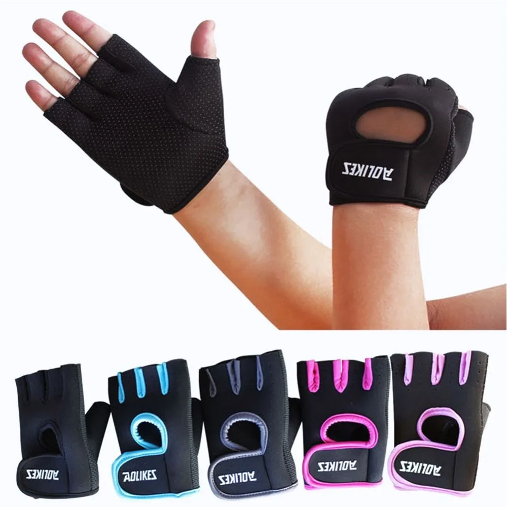 المضادة للانزلاق قفازات لرفع الأثقال اللياقة البدنية نصف قفازات أصابع حزام يلتف كمال الاجسام Musculation معدات تمارين رياضية