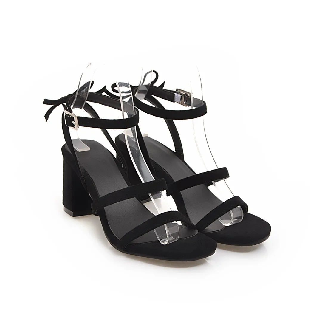 Nemaone новые женские сандалии женская летняя обувь с пряжкой Толстый Обувь на высоком каблуке из флока женская обувь Большие размеры 34-43