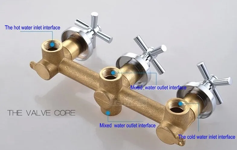 Смеситель для душа панель клапана 3 маховика четырехходовой 2 розетки Ванная комната Ванна и смеситель кран в стену хром латунь