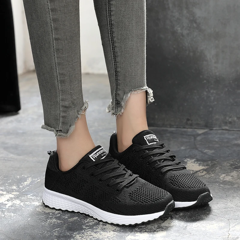 Высококачественные женские кроссовки с дышащей сеткой для бега; женская спортивная обувь на шнуровке; женская спортивная обувь для бега; zapatillas mujer Deportiva 44