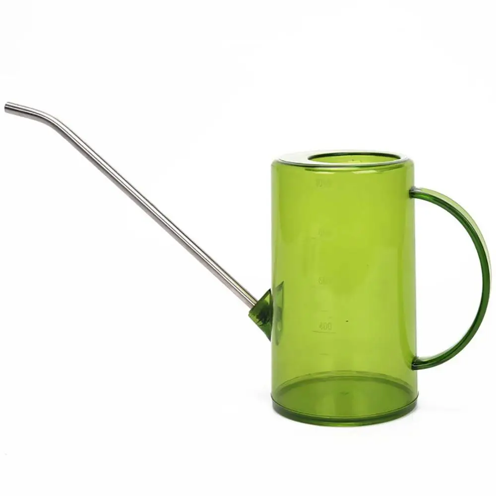Маленький 304 из нержавеющей стали с длинным аппетитных чайник со шкалой Крытый Лейка растений цветы из АБС-пластика* D - Цвет: Green