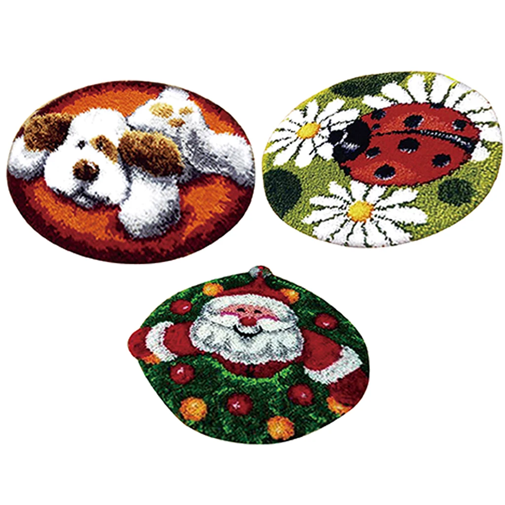Red Flower Latch Hook Rug Kit 19.6/'/' Craft Christmas Decoration Rug Making