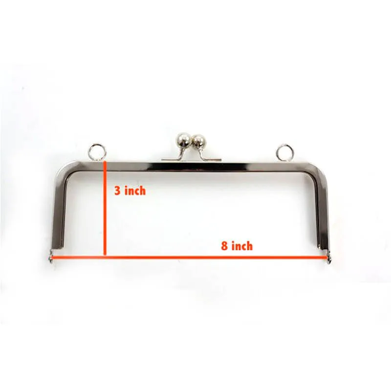 8 x 3 inches (20 x 7.5 cm) Large Silver Clutch Frame with Chain Loops