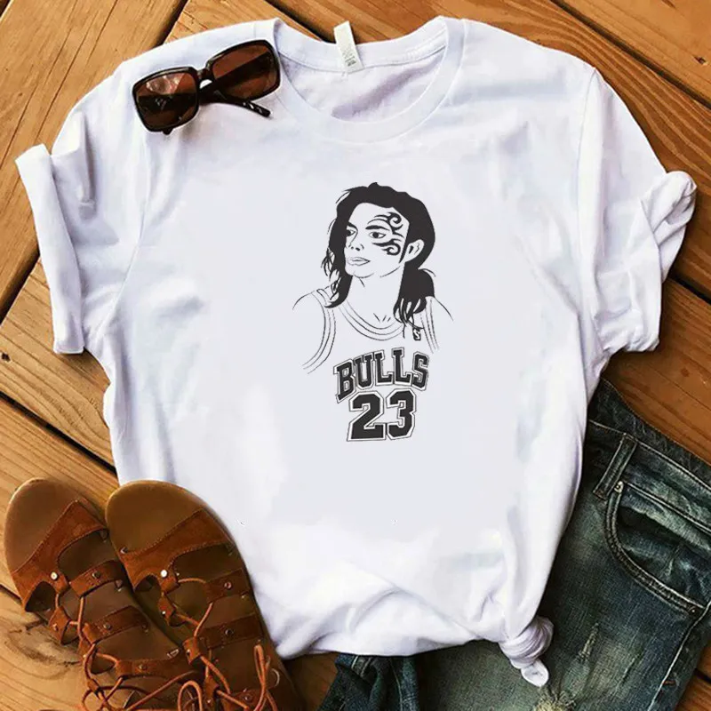 Модные женские Майкл Джексон Moonwalker Футболка Король поп-музыки графическое искусство даринейрина принт ручной работы белая женская футболка - Цвет: 414108
