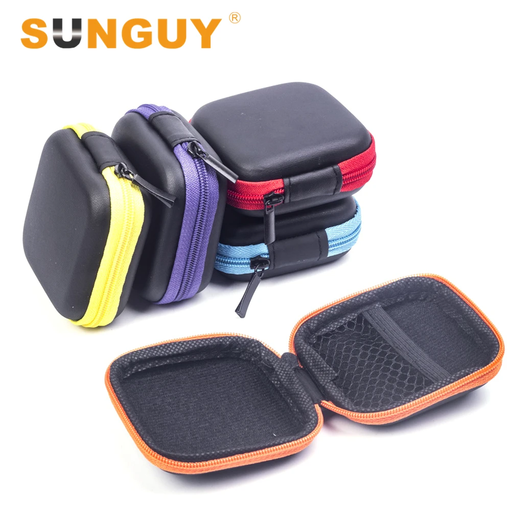 SUNGUY (2pcs/lot) Portable Mini In-ear Earphone Cases EVA Square Earbuds Headset Carry Bags Multicolors | Электроника