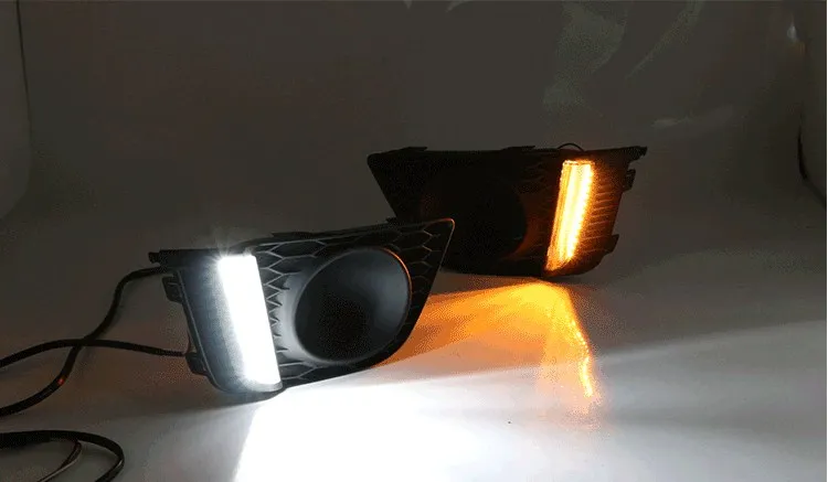 

RQXR led drl daytime running light + fog light for Honda fit 2014-16 with Dynamic moving yellow turn signal and blue night light