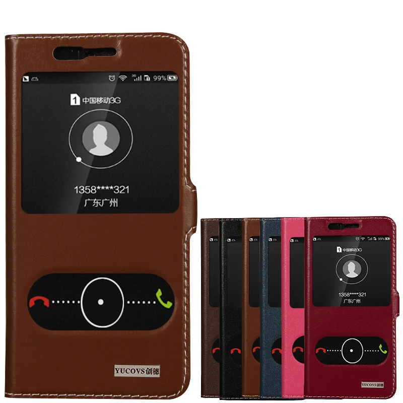 Genuine Natural Cow Cowhide Leather Case View Window For Huawei Honor 8 Magnetic Filp Phone Cover + Gifts | Мобильные телефоны и