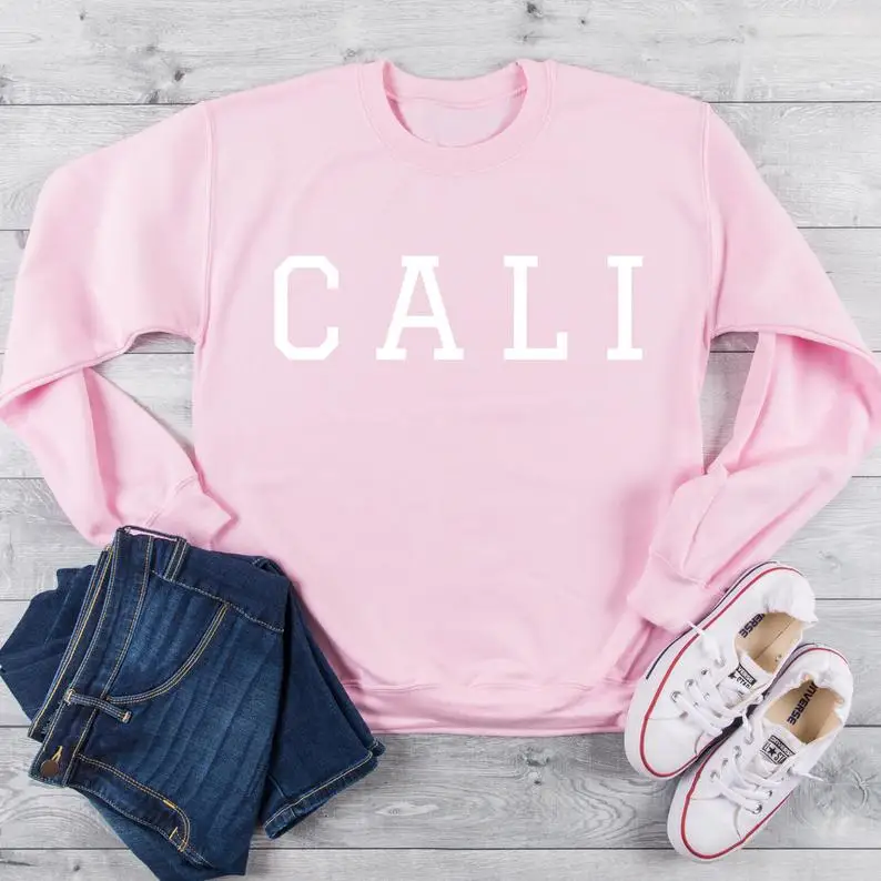 Skuggnas New Arrival Cali Sweatshirt Women California Sweatshirt Pullover Fashion Women Tumblr Jumper Long Sleeved Pink Outfits