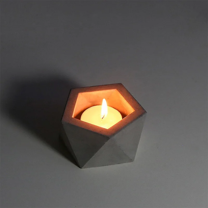 Pinkmore Geometric candle holder silicone molds DIY concrete pot molds