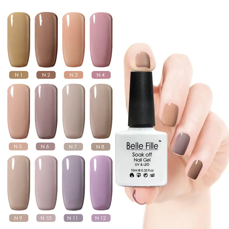 Belle Fille Nude Series Color 10ml Gel Polish UV Soak Off Gel Nail Polish Gel Lacquer Lak Nail Art Vernis Semi Permanant N02