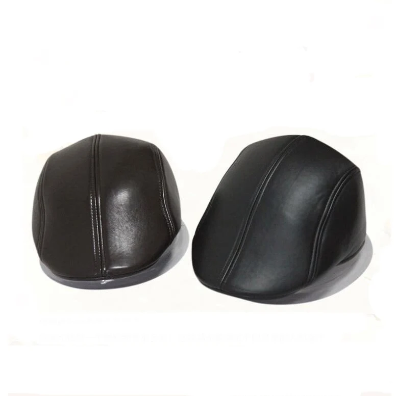 Buy fashion men and women visors PU leather hats caps