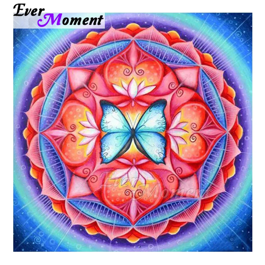 Ever Moment Алмазная картина 5D DIY полностью квадратная дрель бабочка Мандала Стразы