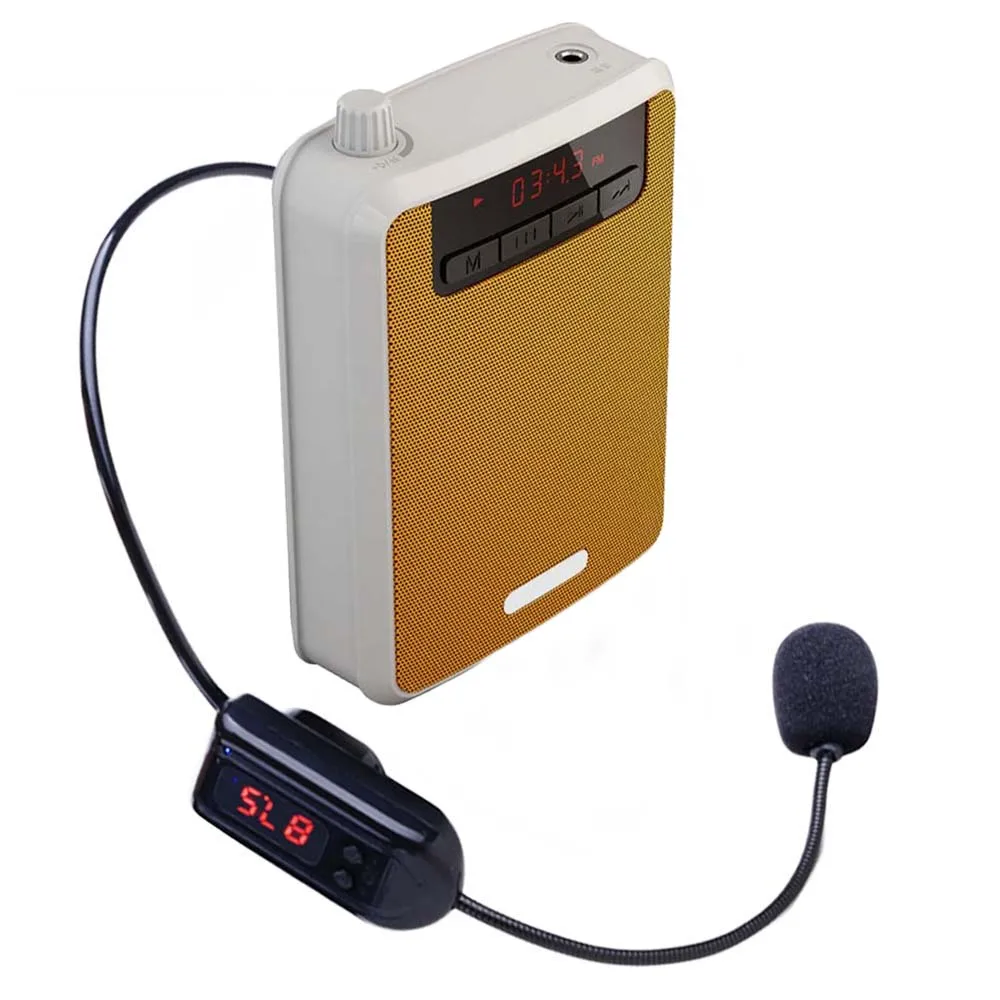 JINSERTA беспроводной портативный усилитель голоса поясной ремень клип с FM TF MP3 Powerbank для учителя обучения гиды МегаФон - Цвет: orange-wireless