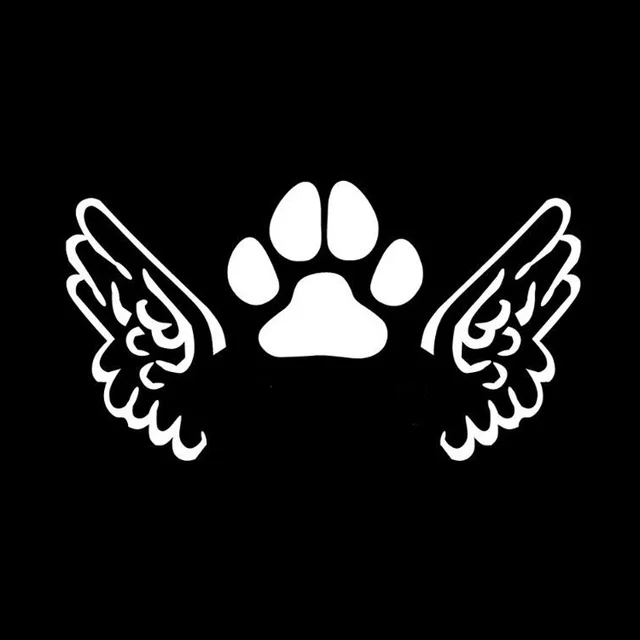20cm*10.7cm Angel Wings And Dog Paw Print Fashion Vinyl Graphic Decal