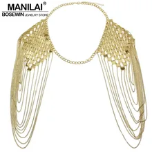 MANILAI Punky Bohemio Cuerpo Collares de Cadena Collar de Hombro de Cadena Larga Declaración de Collares y Colgantes Mujeres Sexy Body Jewelry
