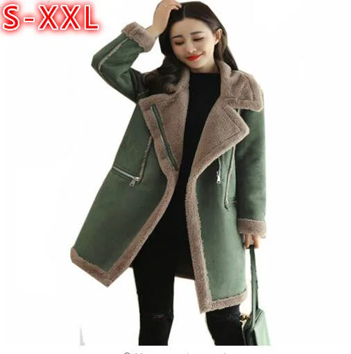 2018 Winter New Womens Long Suede Coat With Fur Collar Thickening Warm font b Parkas b
