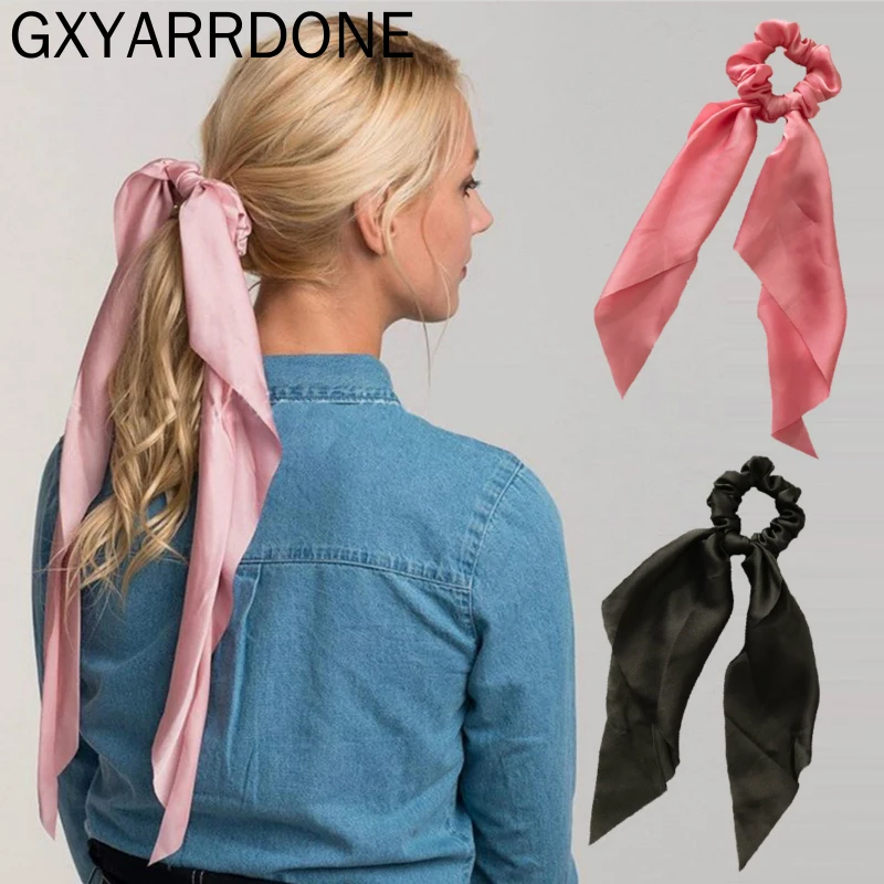 1pcs 2019 Streamers Elastic Scrunchie Hair Bands Women Solid Color Hair Rings Bow Hair Accessories Daily Headwear Hair Ribbon 1pcs 2019 Streamers Elastic Scrunchie Hair Bands Women Solid Color Hair Rings Bow Hair Accessories Daily Headwear Hair Ribbon