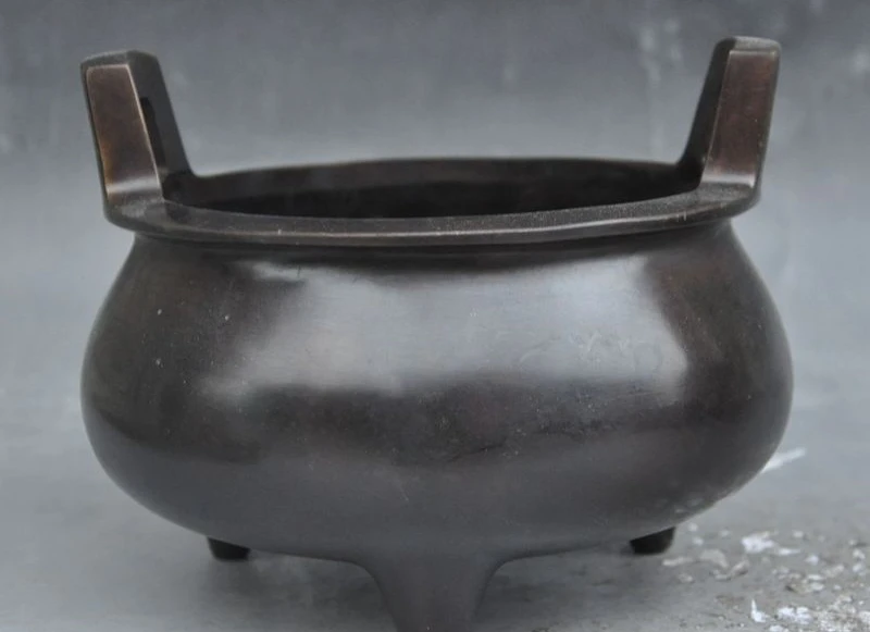 

7" marked old chinese china buddhism pure bronze incense burner Censer statue