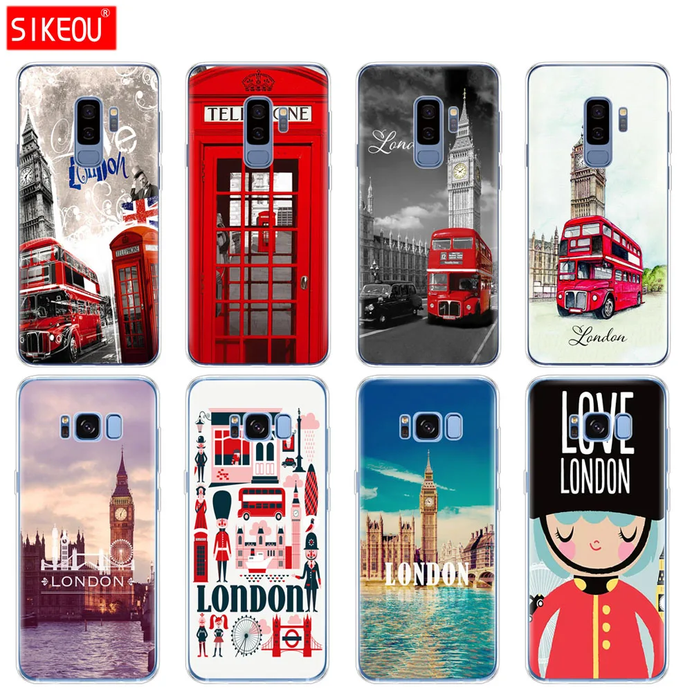 

silicone case for Samsung Galaxy S9 S8 S7 S6 edge S5 S4 S3 PLUS phone cover London big ben Bus