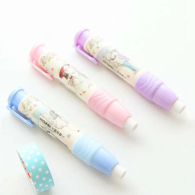 

10Pcs New Cute Kawaii Rotary Rubber Eraser Fashion Pen Shape Eraser Creative Kids Gift Korean Stationery