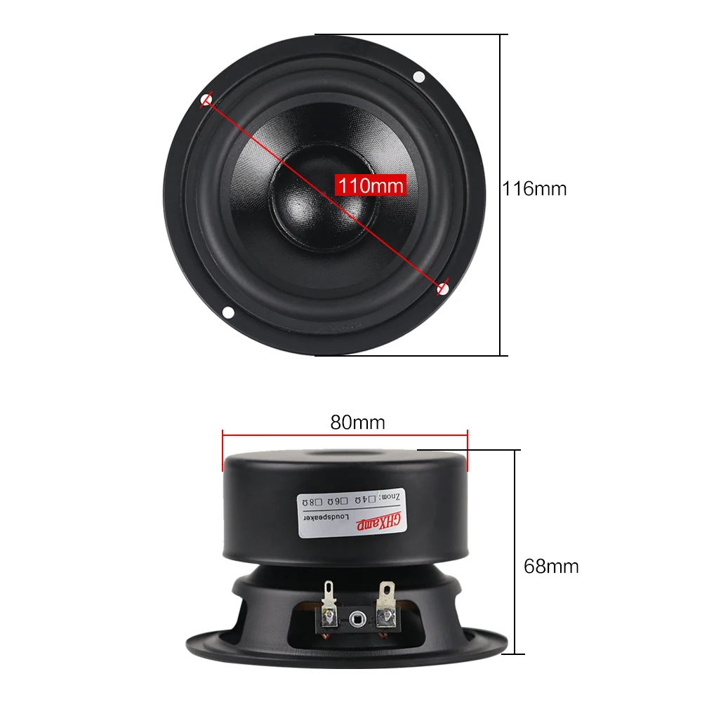 GHXAMP HIFI 4 INCH 70W Woofer Mediant Speaker low-frequency HIFI Desktop Bookshelves Home Theater Bass Speaker 1PCS