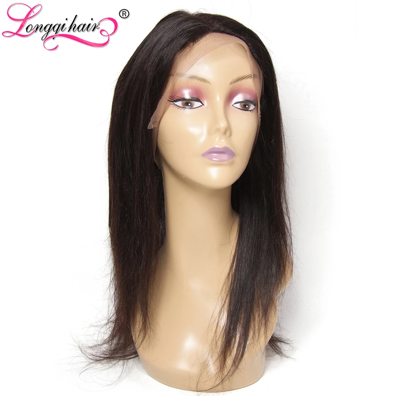 

LONGQI HAIR Brazilian Straight 360 Lace Frontal Closure Free Part 120% Density Natural Color 10-20 Inch Tangle Free Remy Hair