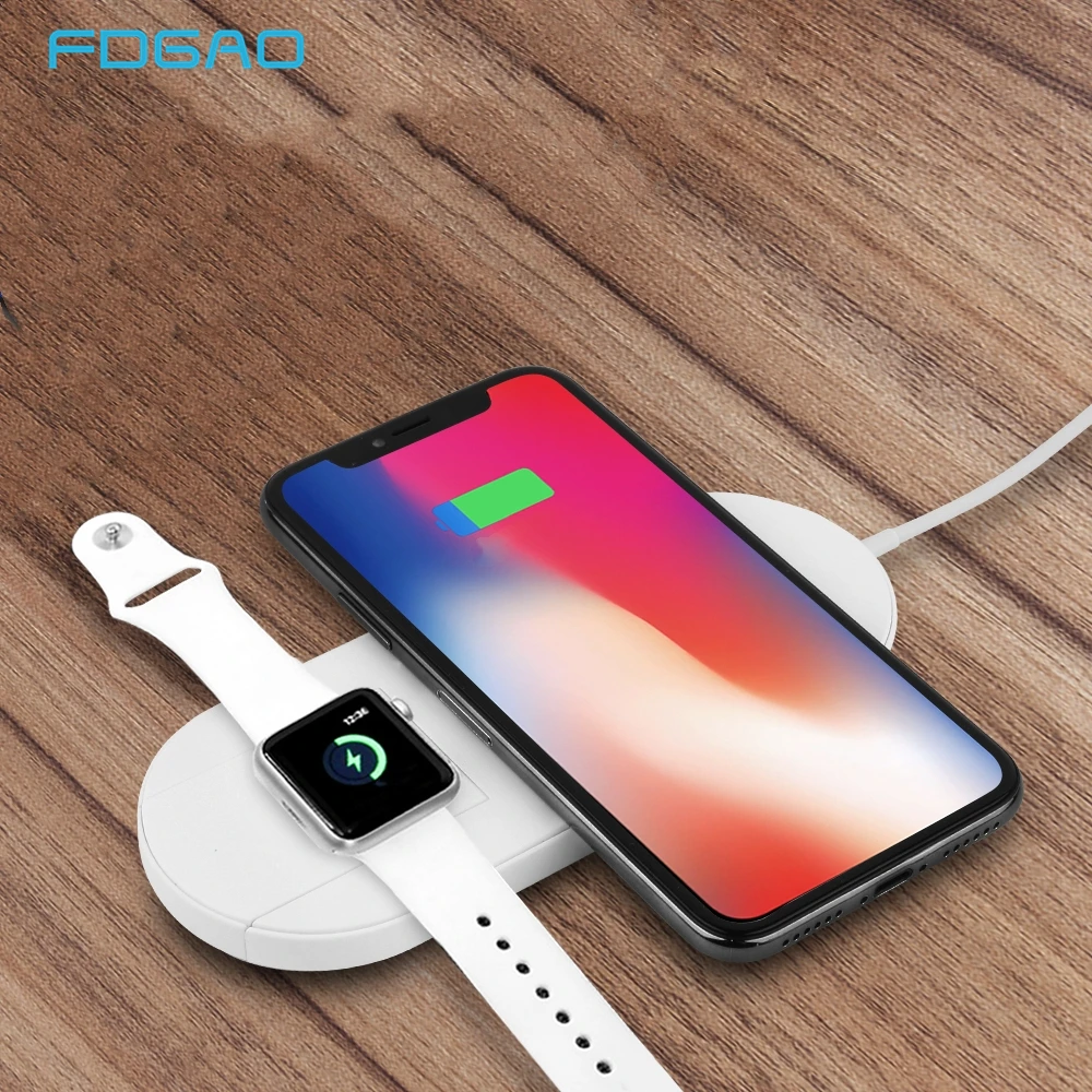 

FDGAO 2 in 1 Qi Wireless Charger For iPhone XS Max XR X 8 Samsung S9 S8 Note 9 10W Fast Charging Pad Dock For Apple Watch 4 3 2