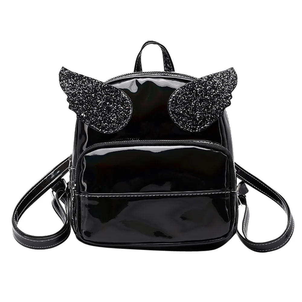 Сумки для женщин, модная школьная сумка с лазерными блестками, рюкзак, ранец, Женская дорожная сумка через плечо, mochila feminina - Цвет: Черный