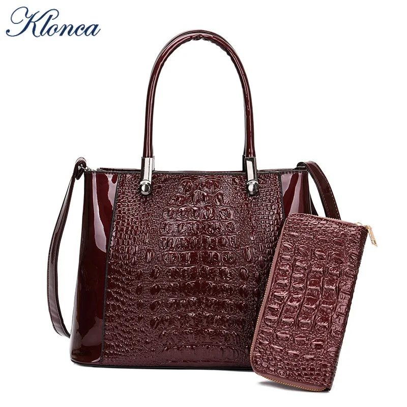 

Klonca Luxury PU Leather Female Handbag High Quality New Fashion Women's Composite Bag Alligator Shoulder Bag Large Capacity
