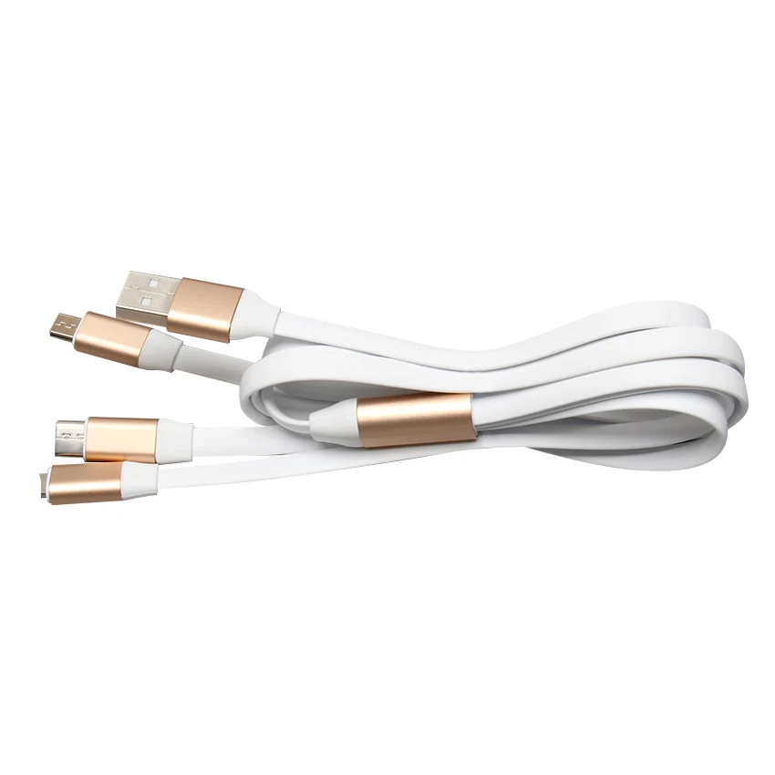 White with Gold USB кабель для iPhone XS X 8 7 6 зарядки 3 в 1 Micro USB кабель для Android USB TypeC мобильный телефон кабели для SAMSUNG 300 шт - Цвет: White with Gold