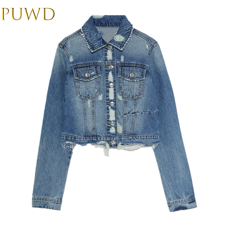

PUWD 2019 Spring and Autumn New Slim Denim Jacket Women's Spring and Summer Short Strap Top Short Coat