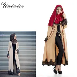 Исламская открытым Абаи мусульманское длинное платье для девочки кардиган кружева Стиль с длинным рукавом халаты арабский, из Дубая