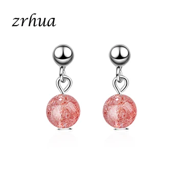 

ZRHUA AAA+ Rhinestone Crystal Drop Earrings Piercing Ear Studs for Women 925 Sterling Silver Wedding Party Gift Free Shipping