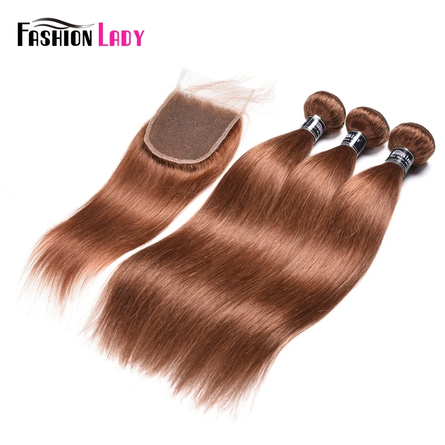 Fashion Lady Pre-Colored 3 Bundles Reddish Brown 30# Brazilian Straight Hair Weave Bundles With Free Part Lace Closure Non-Remy Fashion Lady Pre-Colored 3 Bundles Reddish Brown 30# Brazilian Straight Hair Weave Bundles With Free Part Lace Closure Non-Remy