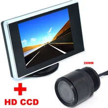 3.5 дюймов Цветной ЖК-Автомобилей Видео Монитор + 28 мм HD CCD Автомобиля Камера Заднего вида резервного копирования Камеры 2 в 1 Автоматическая система Помощи При Парковке