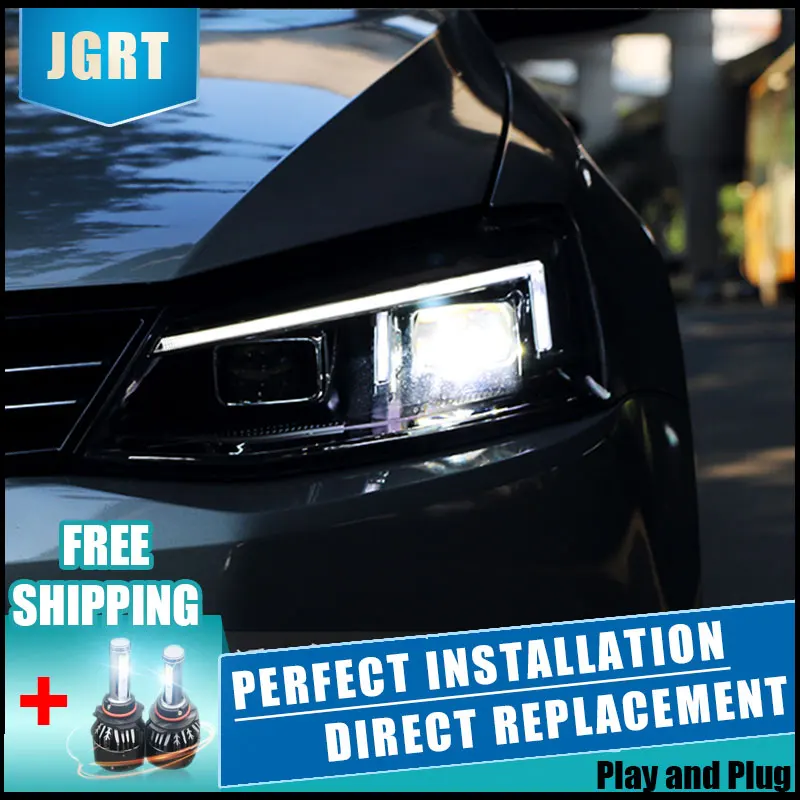  2PCS LED Headlights For VW Jetta 2012-2016 Car Led Lights Double Xenon Lens Car Accessories Daytime - 32887852828