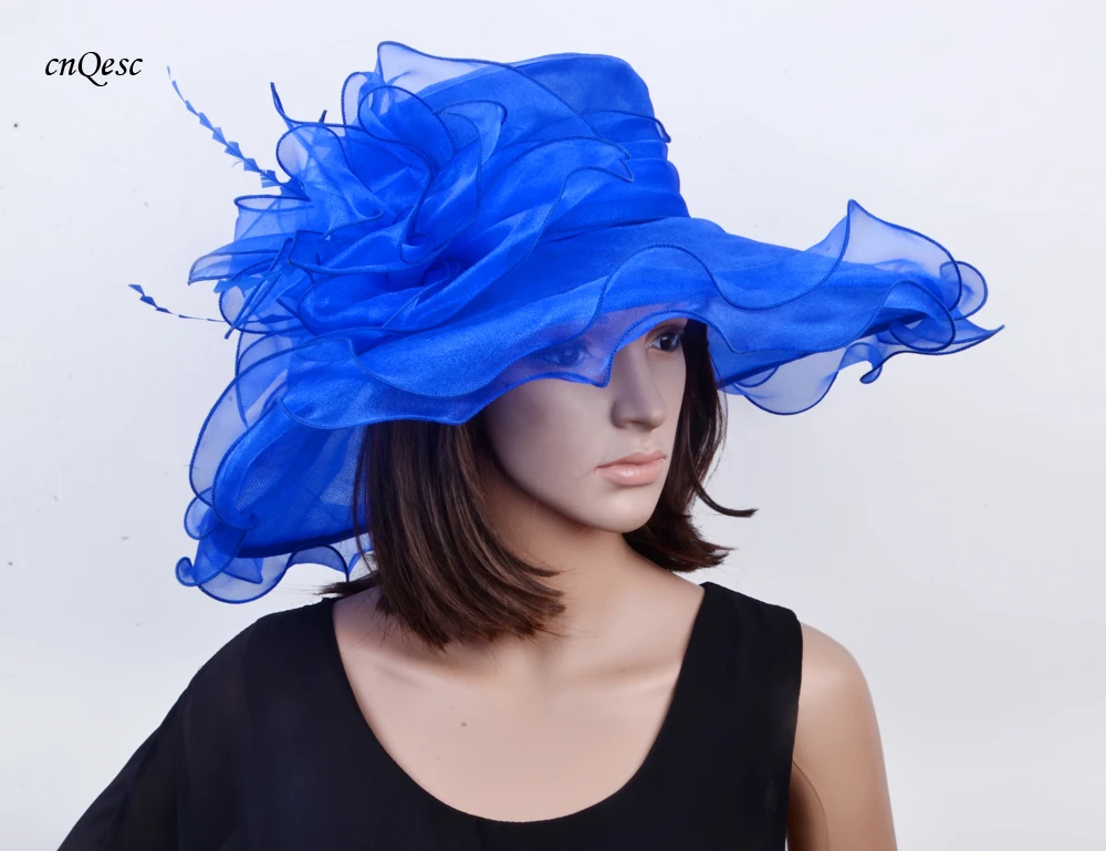 Royal blue wedding hat Organza hat 