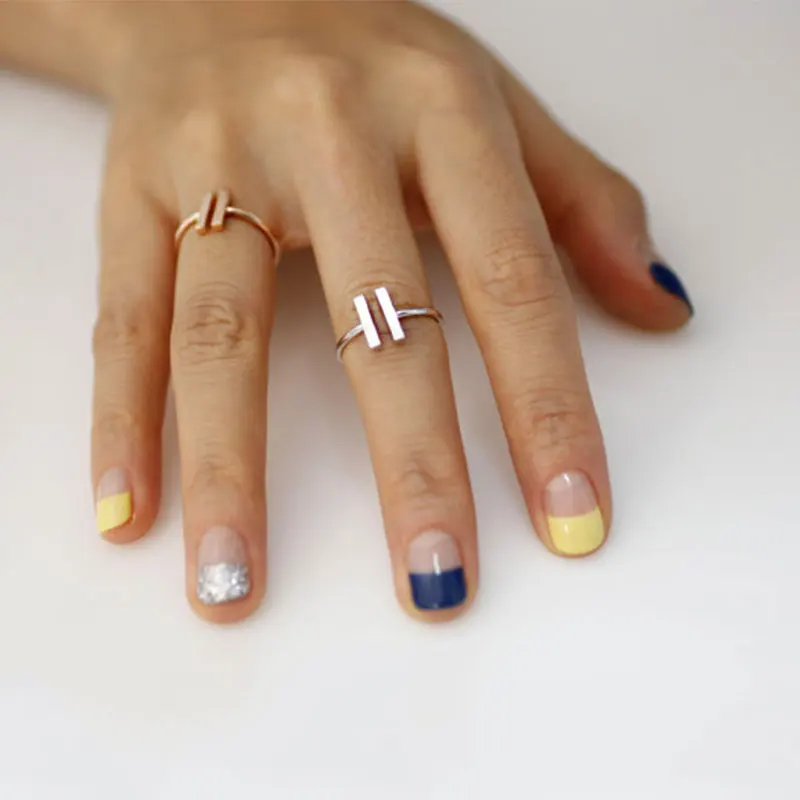 

Wholesale 30pcs/lot Adjustable Double Bar Ring Geometric Bars Rings For Cute Woman Ladies Girls Sweet Gift 3 Colors Available