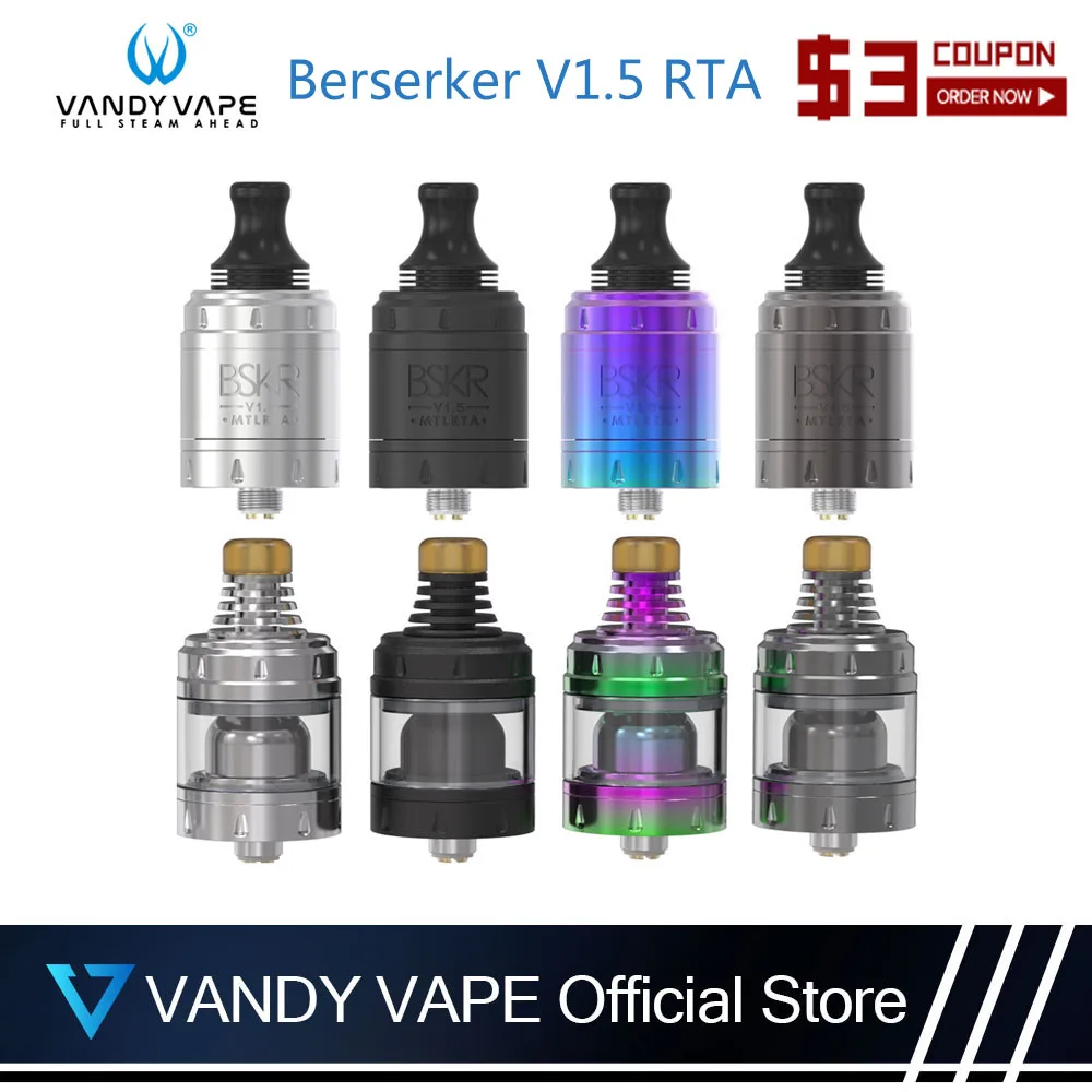 Original Vandyvape Berserker V1.5 MTL RTA 2.5ML Capacity Vaper Tank New Slot Airflow Design Electronic Cigarette Mod