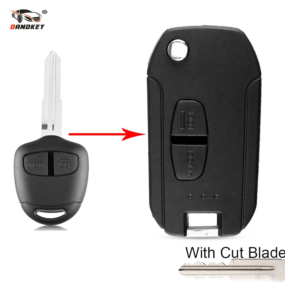 Dandkey Cut/Uncut Blade 2 кнопки чехол для автомобильного ключа Mitsubishi Pajero модифицированный