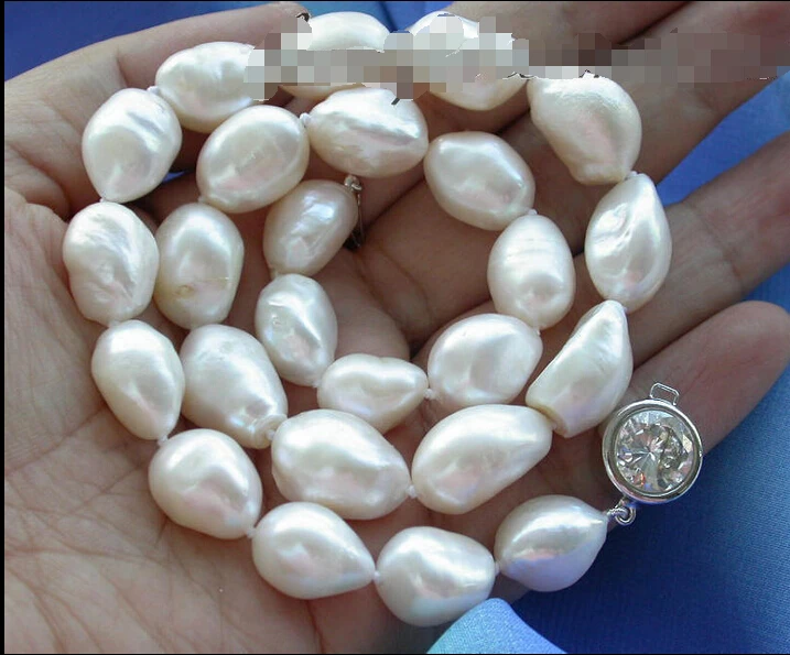 

FREE SHIPPING *Z4238 17" 16mm baroque WHITE FRESHWATER PEARL NECKLACE AAA