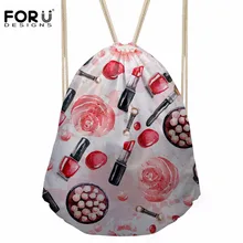 FORUDESIGNS/женская сумка на шнурке с принтом помады, пляжная сумка для девочек, школьные рюкзаки с рисунками из мульфильмов, логотип, индивидуальный мешок